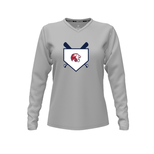 [FTLVCFGY-FYXS-LOGO3] Decker Comfort T-Shirt (Female Youth XS, Gray, V Neck, Logo 3, Long Sleeve)