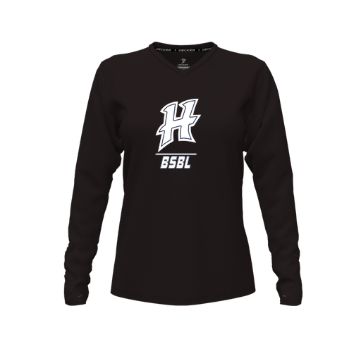 [FTLVPTBK-FYXS-LOGO1] Decker Performance T-Shirt (Female Youth XS, Black, V Neck, Logo 1, Long Sleeve)