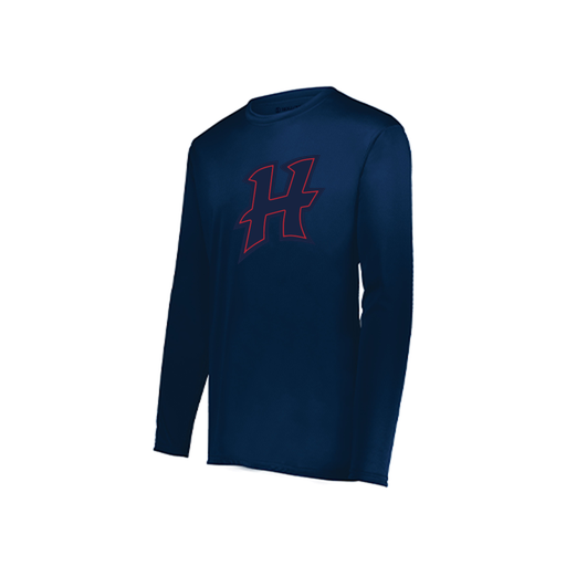 [222822.065.XS-LOGO2] Men's LS Smooth Sport Shirt (Adult XS, Navy, Logo 2)