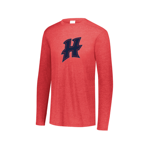 [FTLCUBRD-AXS-LOGO2] Decker Men's Tri-Blend T-Shirt - Long Sleeve (Adult XS, Red, Logo 2)