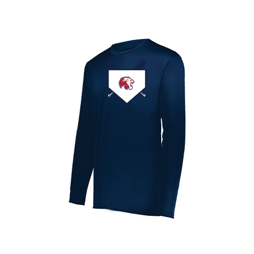 [222823.065.S-LOGO3] Youth LS Smooth Sport Shirt (Youth S, Navy, Logo 3)