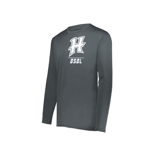 [222823.059.S-LOGO1] Youth LS Smooth Sport Shirt (Youth S, Gray, Logo 1)