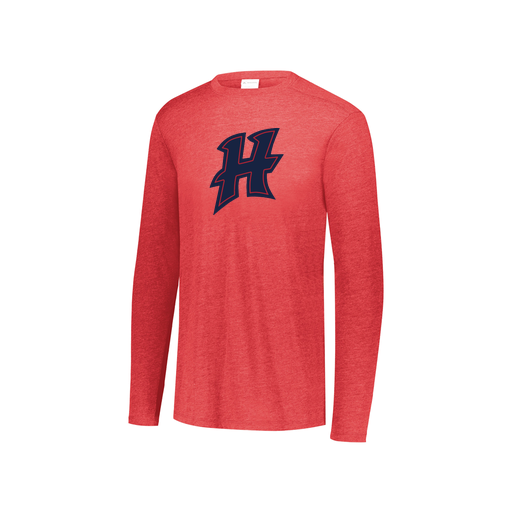 [FTLCUBRD-YS-LOGO2] Decker Youth Tri-Blend T-Shirt - Long Sleeve (Youth S, Red, Logo 2)