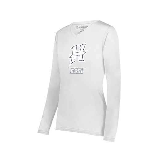 [222824.005.S-LOGO1] Ladies LS Smooth Sport Shirt (Female Adult S, White, Logo 1)