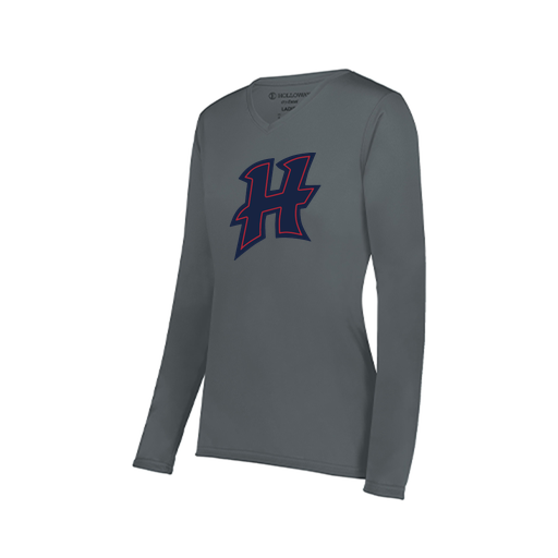 [222824.059.S-LOGO2] Ladies LS Smooth Sport Shirt (Female Adult S, Gray, Logo 2)