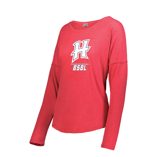 [FTLCUBRD-FAS-LOGO1] Decker Women's Tri-Blend T-Shirt - Long Sleeve (Female Adult S, Red, Logo 1)