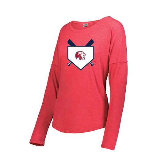 [FTLCUBRD-FAS-LOGO3] Decker Women's Tri-Blend T-Shirt - Long Sleeve (Female Adult S, Red, Logo 3)